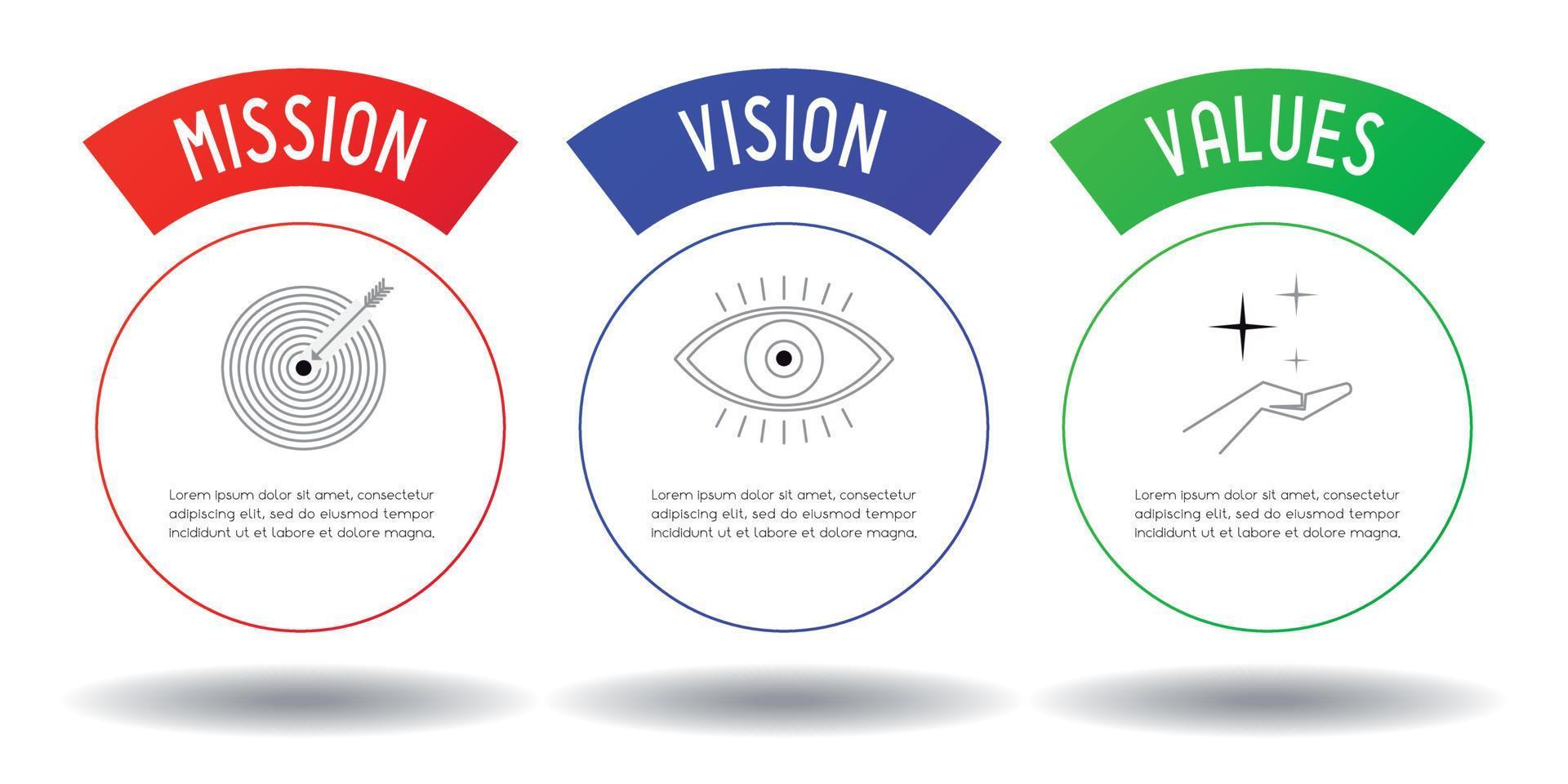 misión visión valores concepto vector