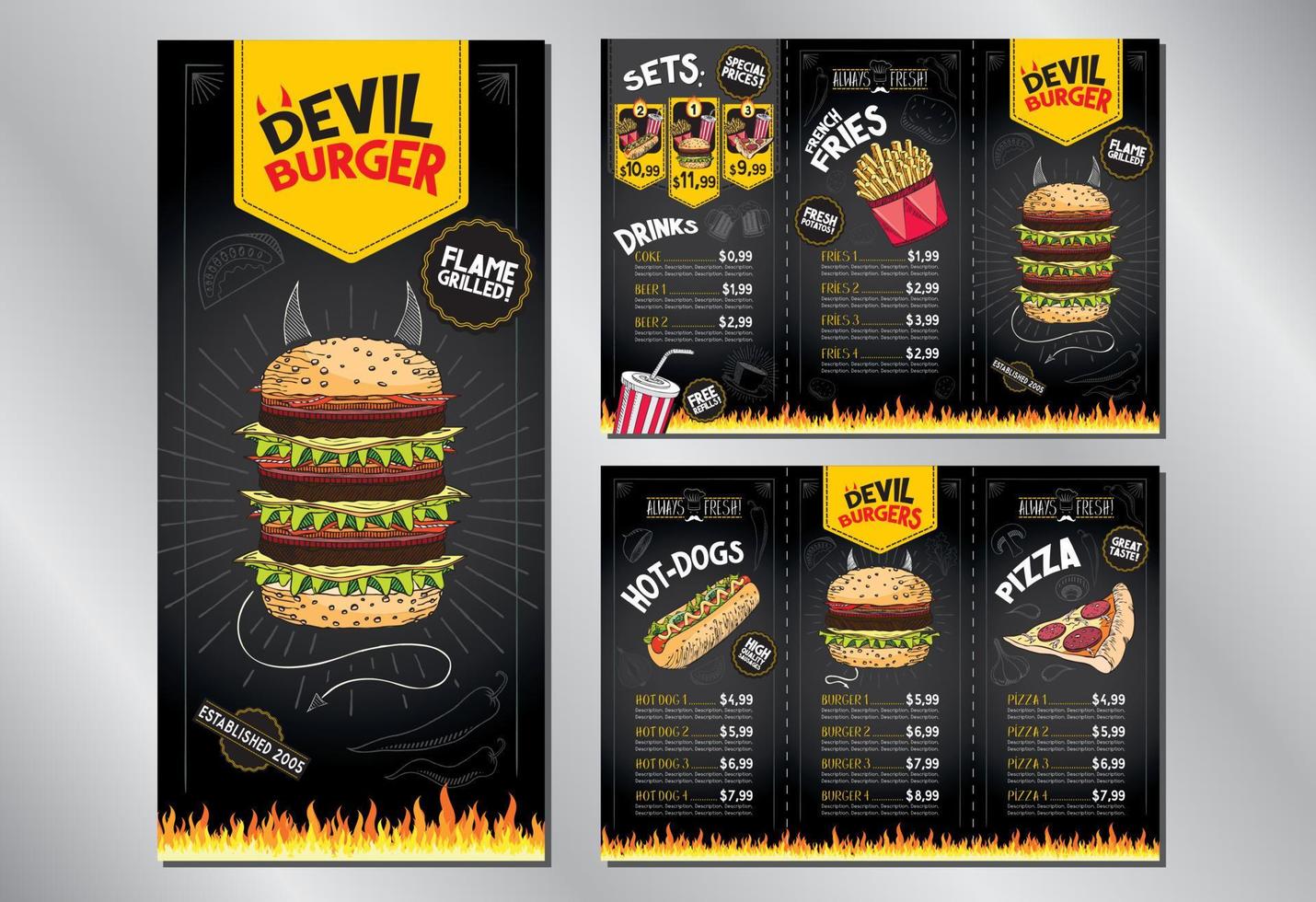 Fast Food Restaurant Flyer Menu Template vector