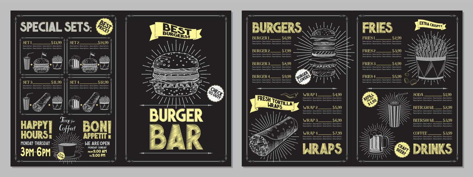 Burger Bar Menu Template vector