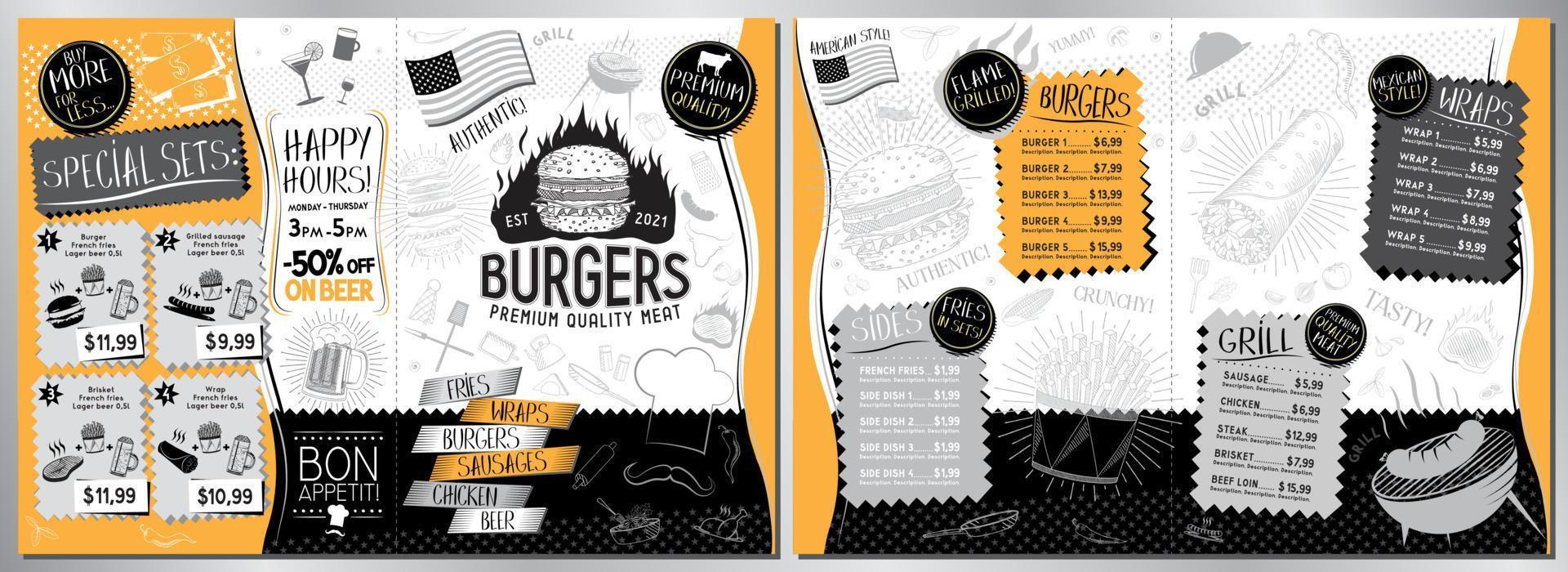 Barbecue Restaurant Menu Template vector