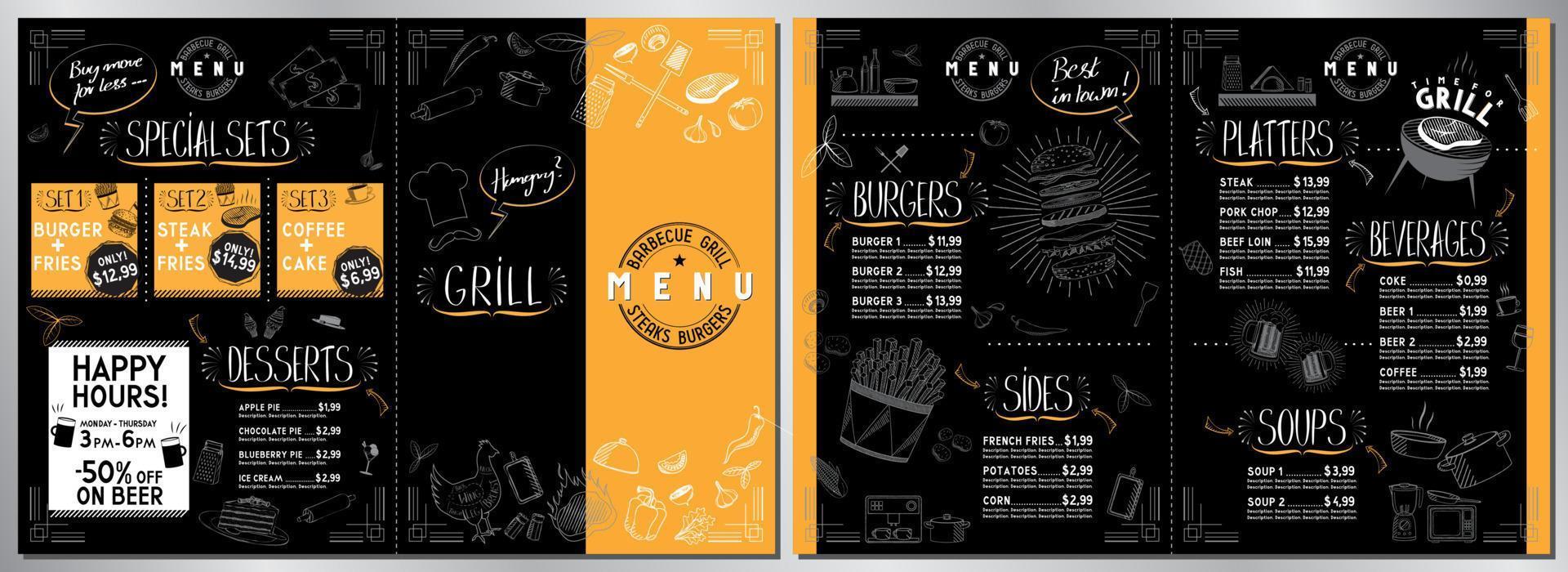 Barbecue Grill Bar Menu Template vector