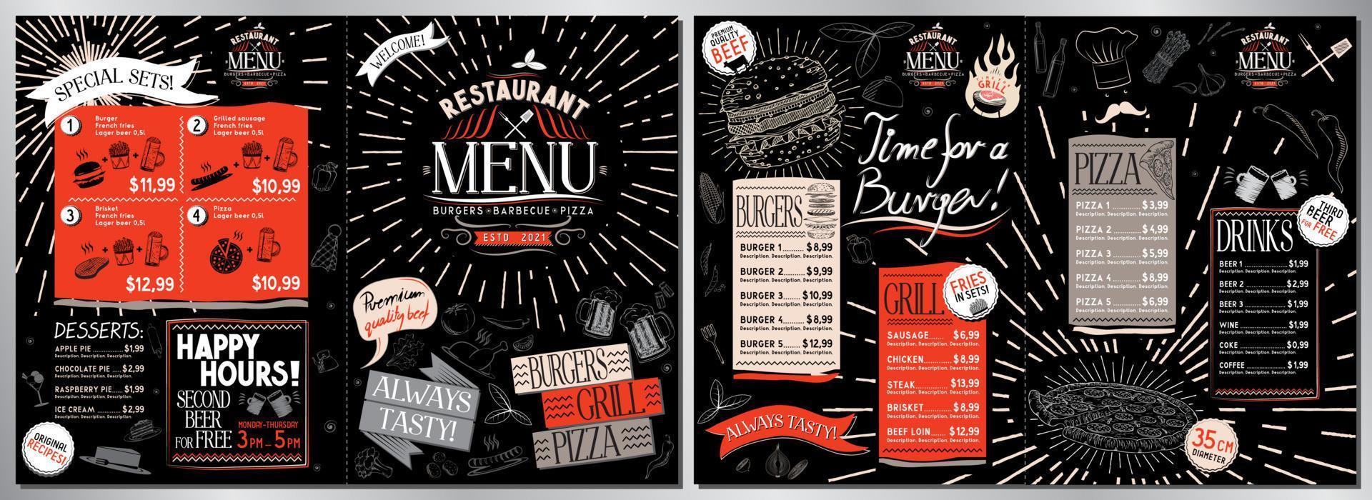 Grill Restaurant Menu Card vector