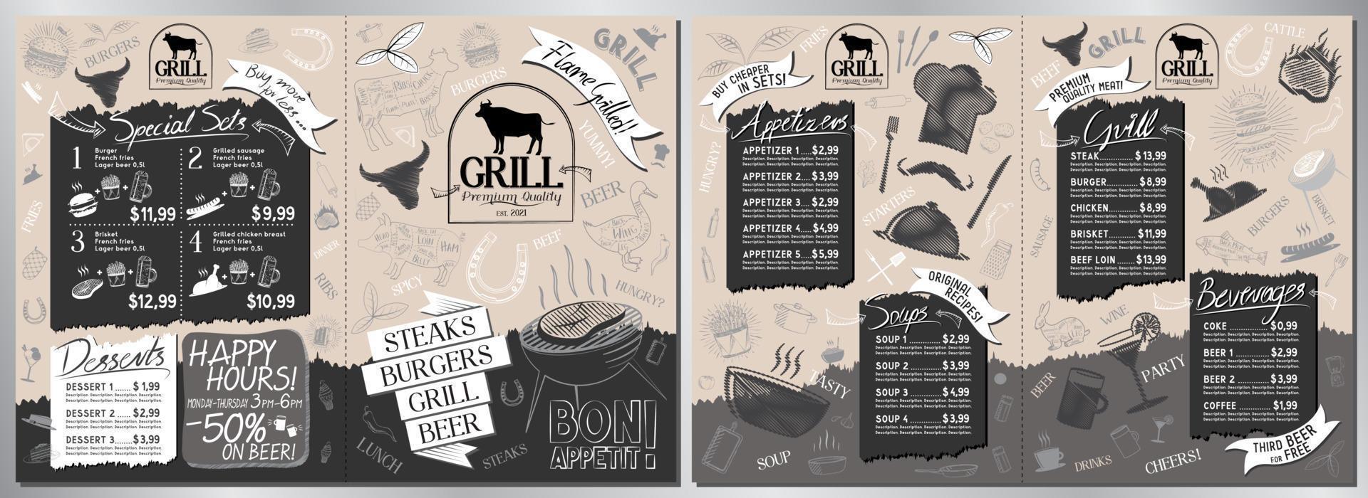 Barbecue Restaurant Menu Template vector