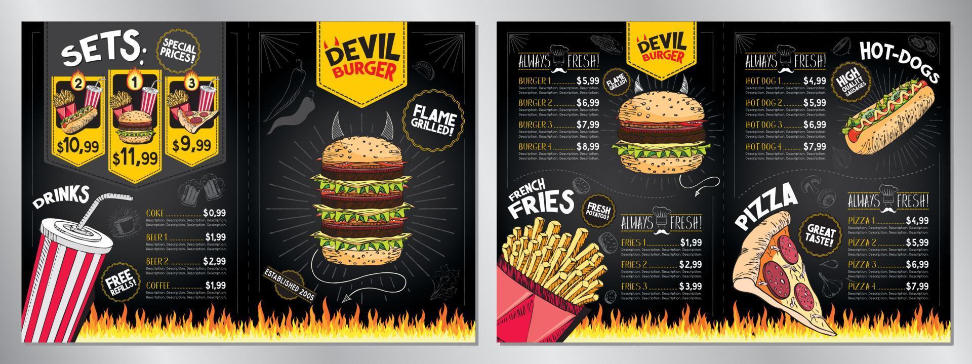 Fast Food Restaurant Menu Template vector