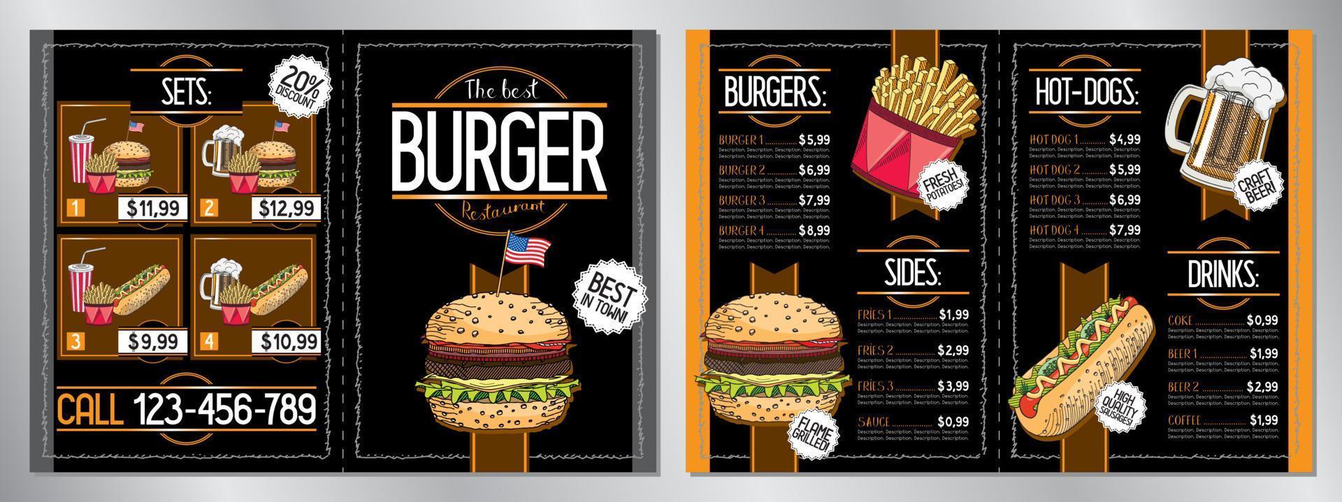 Burger Bar Menu Template vector