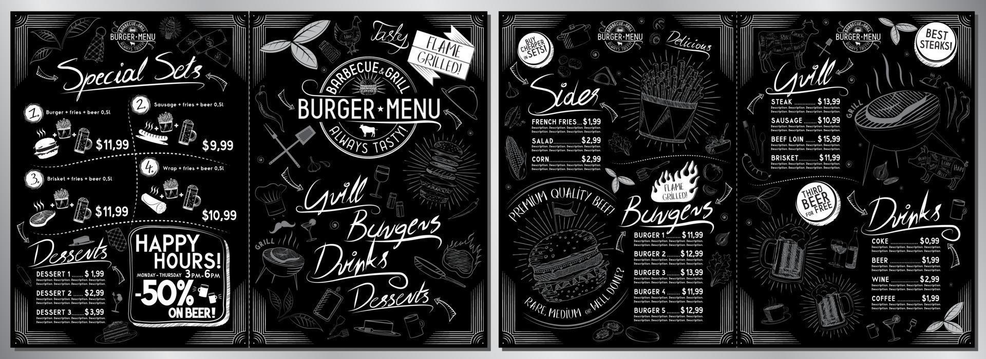 Burger Bar Menu Template vector