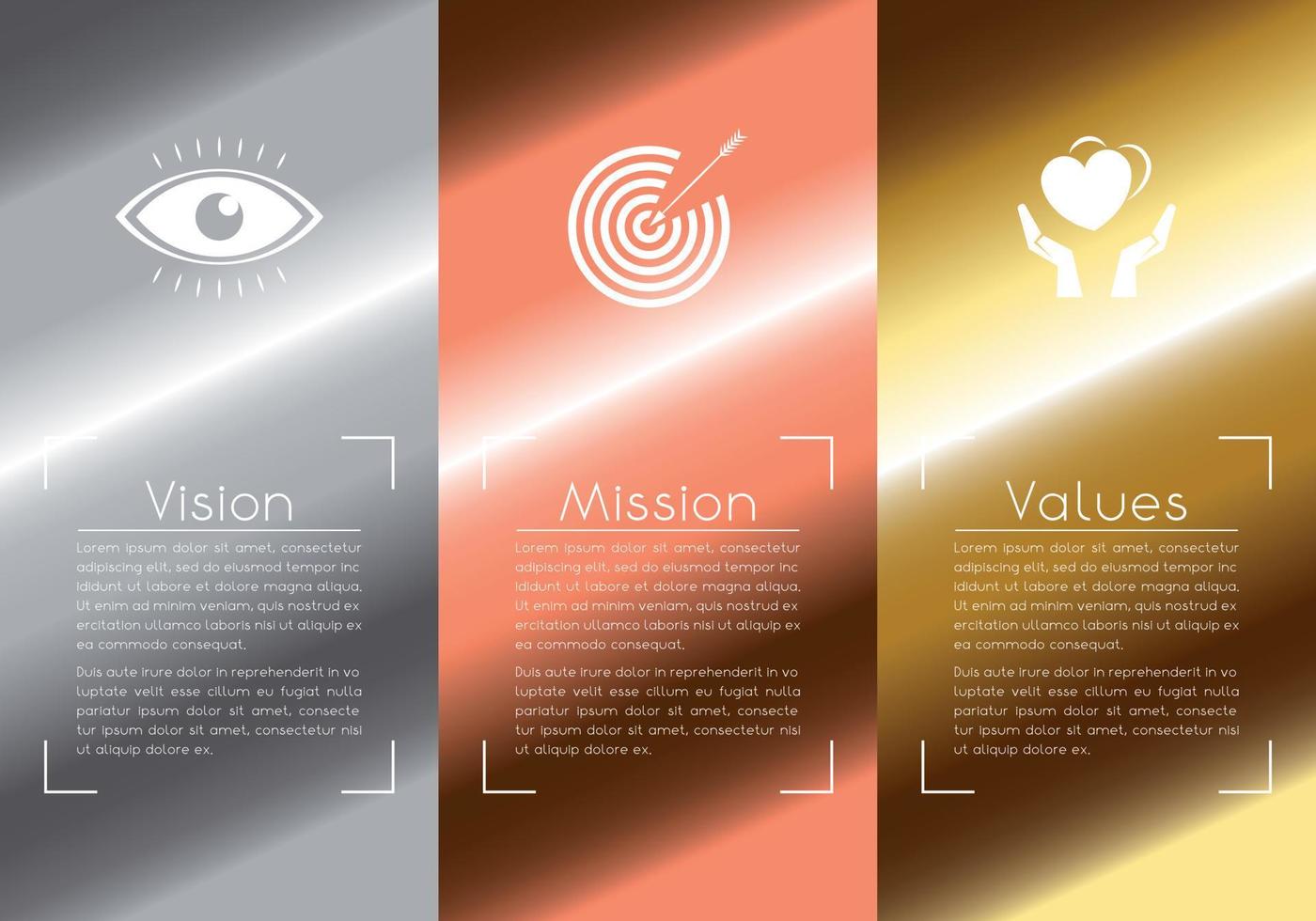 Mission Vision Values Concept vector