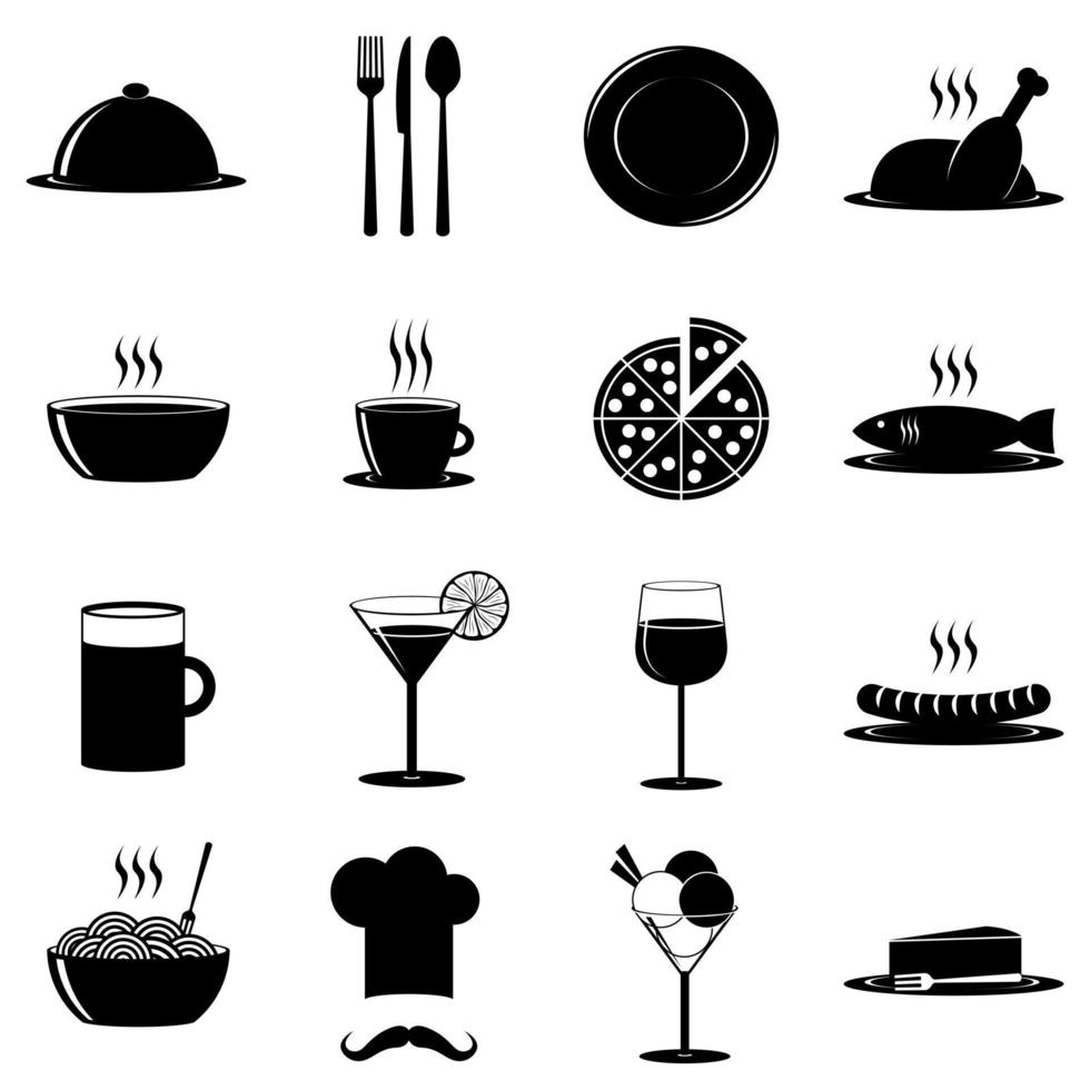 conjunto de pictogramas de restaurante vector