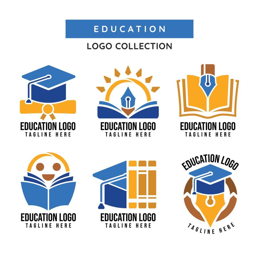 Education Logo Focused on Graduation Hat and Books vector