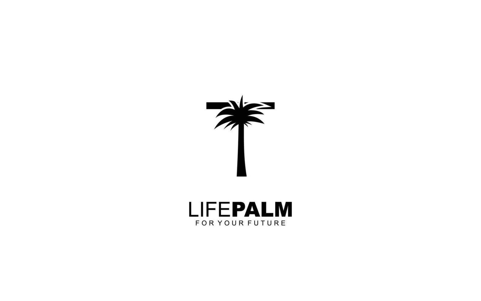 T logo PALM for identity. tree template vector illustration for your brand.