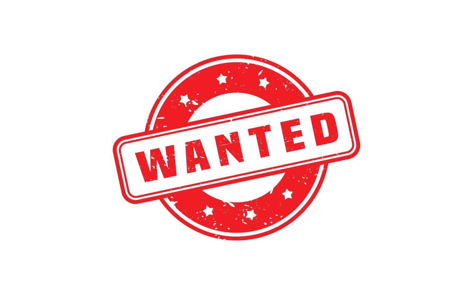 WANTED rubber stamp with grunge style on white background vector