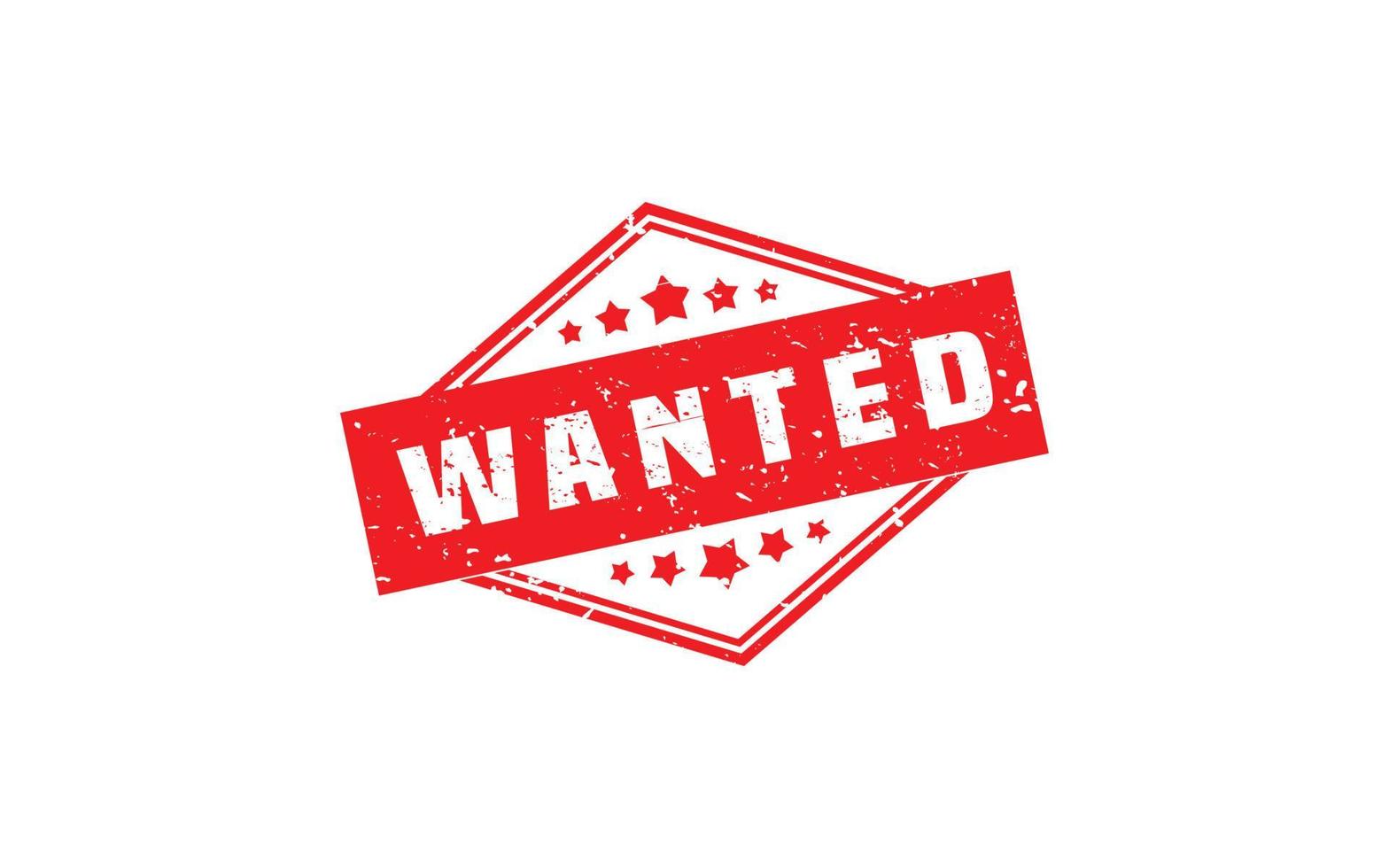 WANTED rubber stamp with grunge style on white background vector