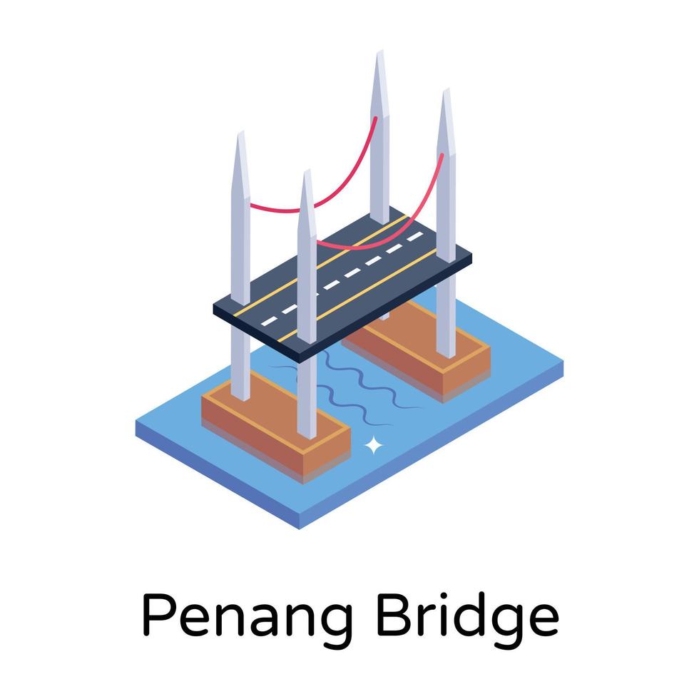 isometric editable icon of bridge vector