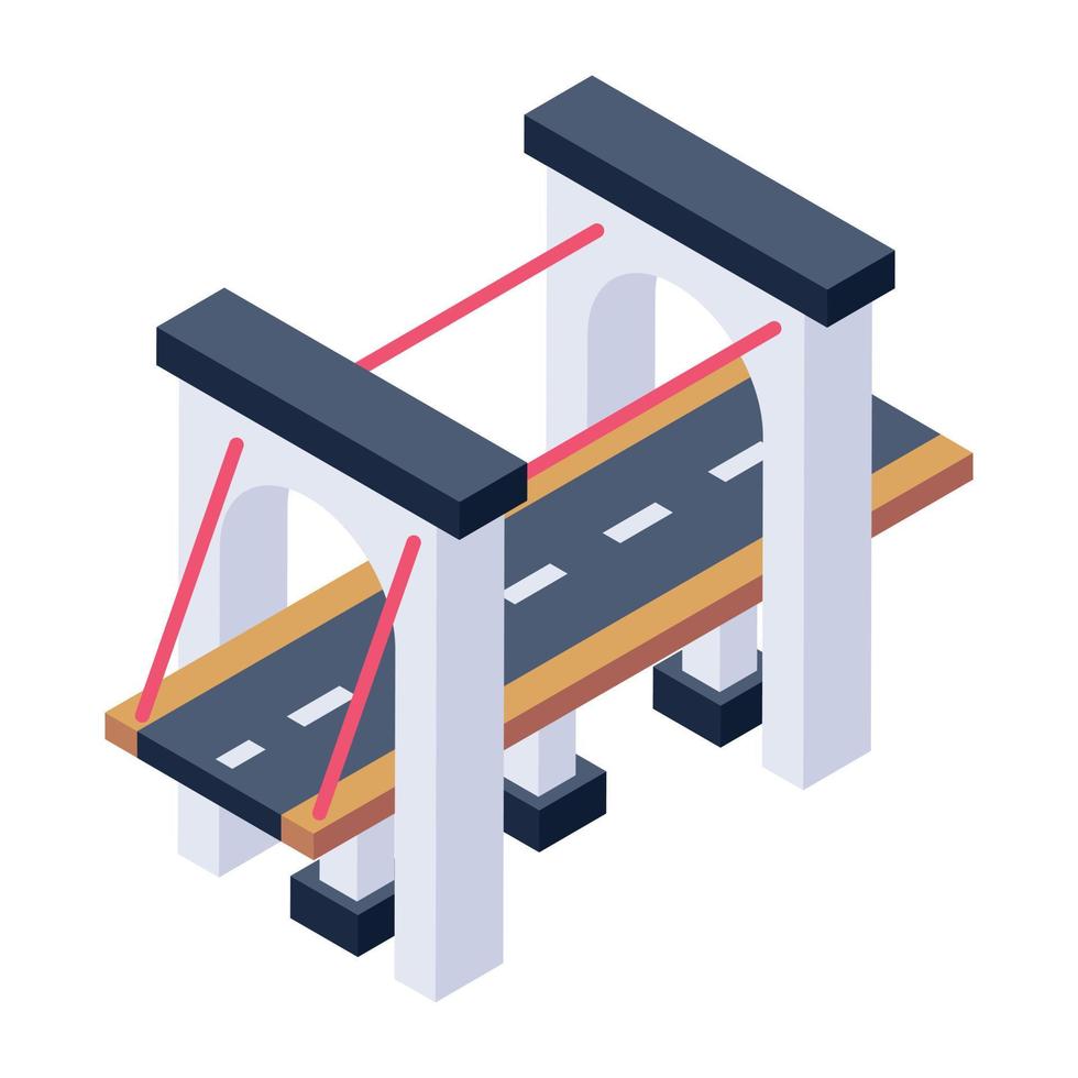 isometric editable icon of bridge vector