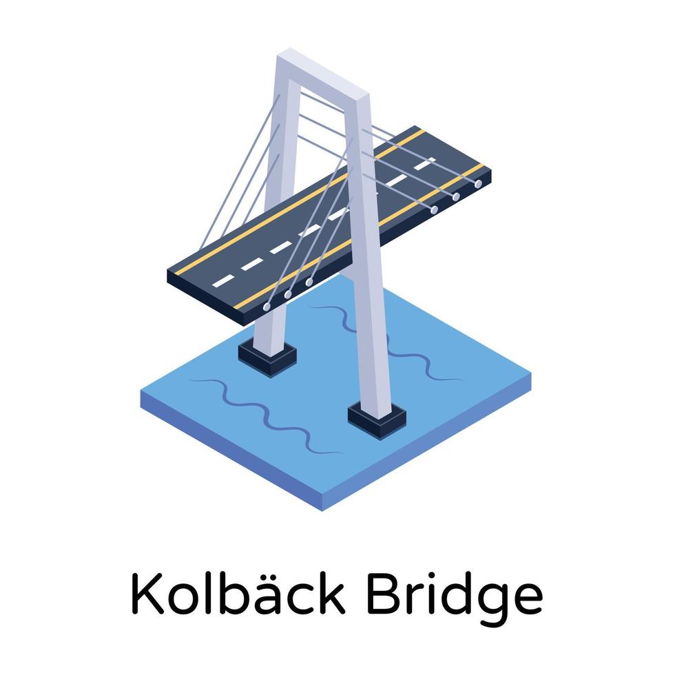 isometric editable icon of bridge vector