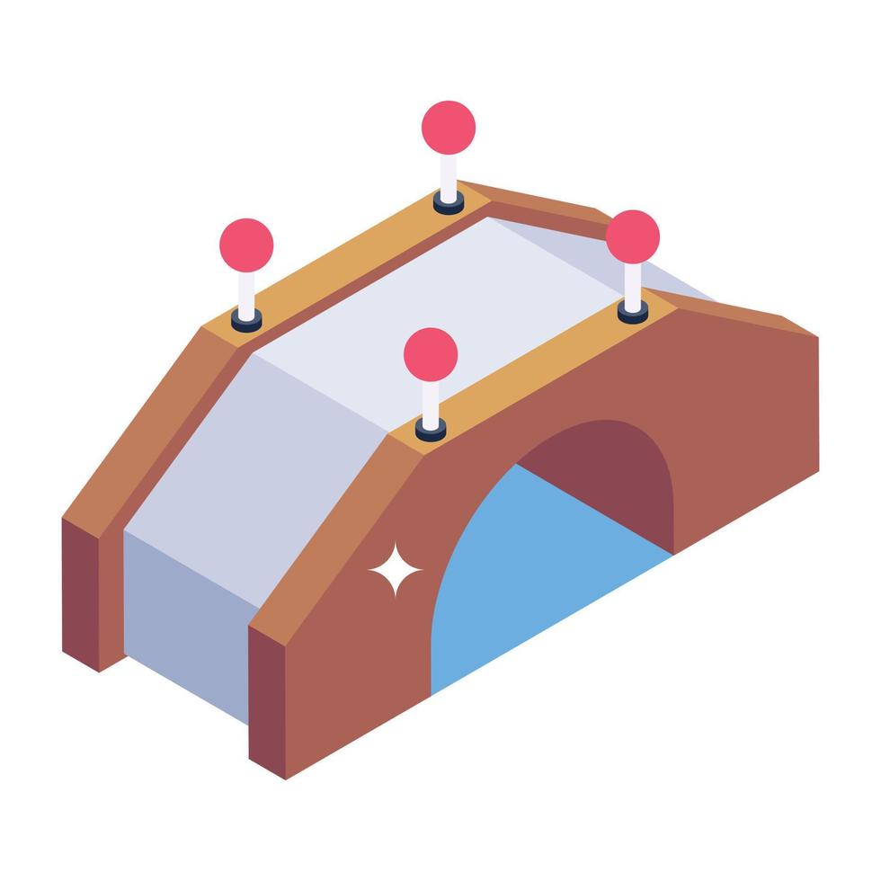 isometric editable icon of bridge vector