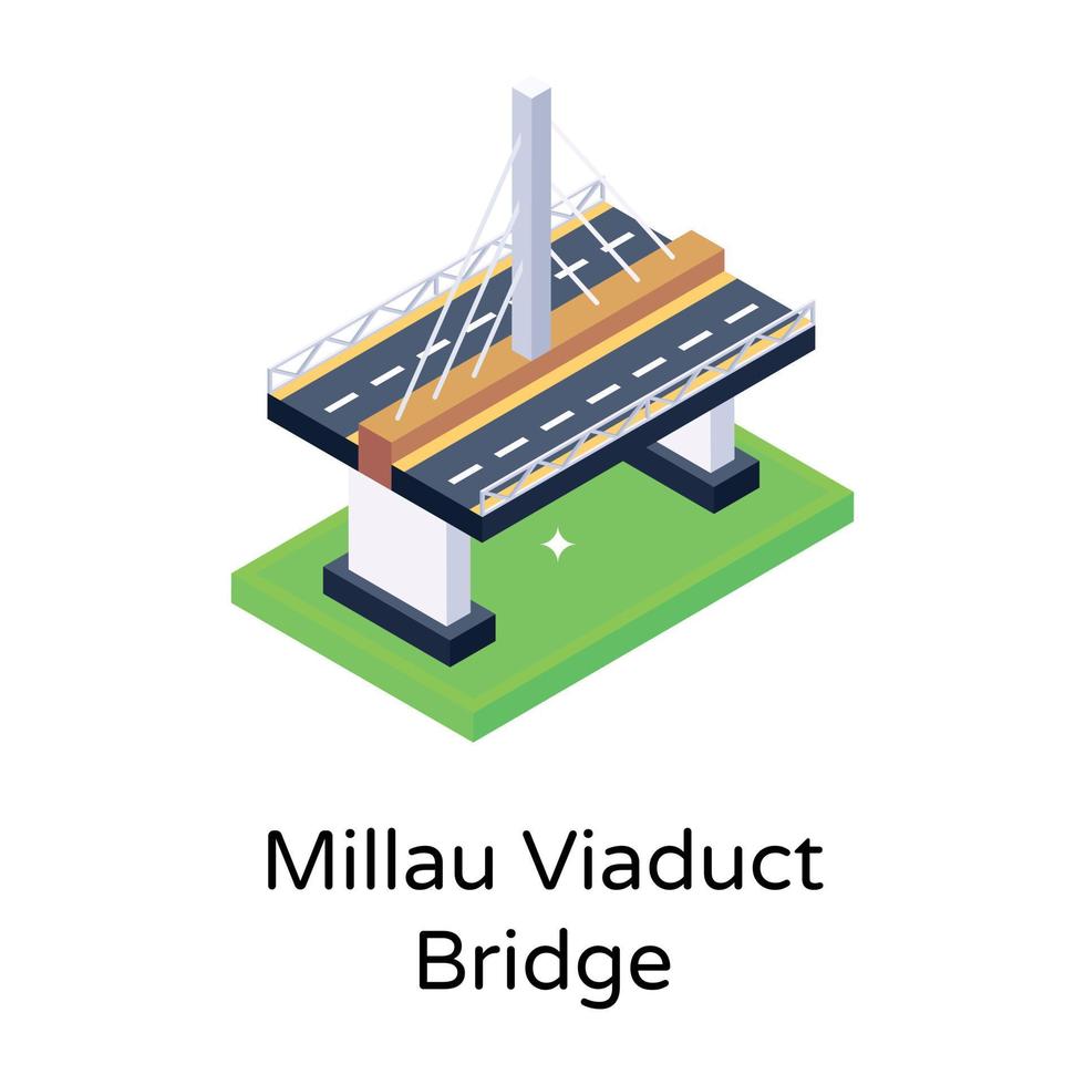 isometric editable icon of bridge vector
