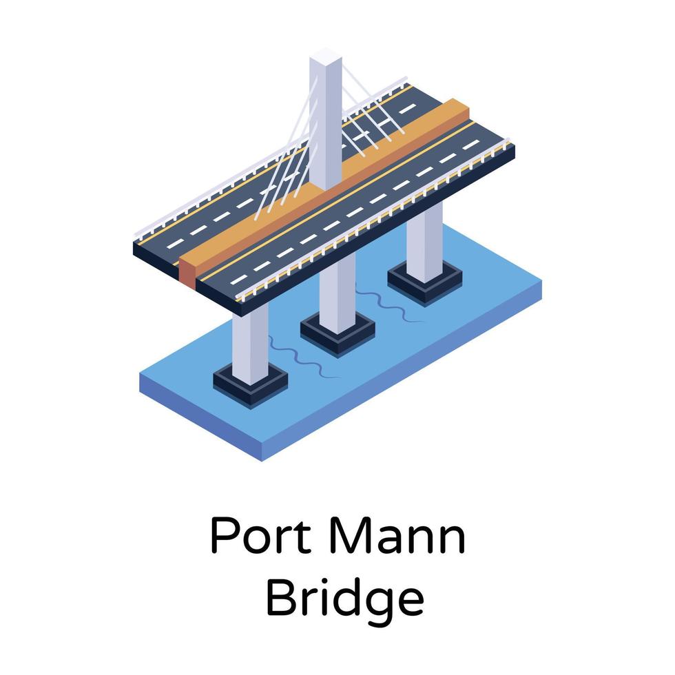 isometric editable icon of bridge vector