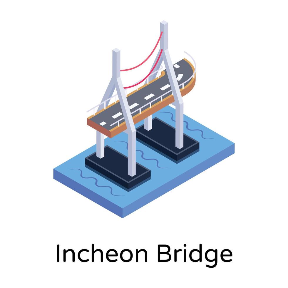 isometric editable icon of bridge vector