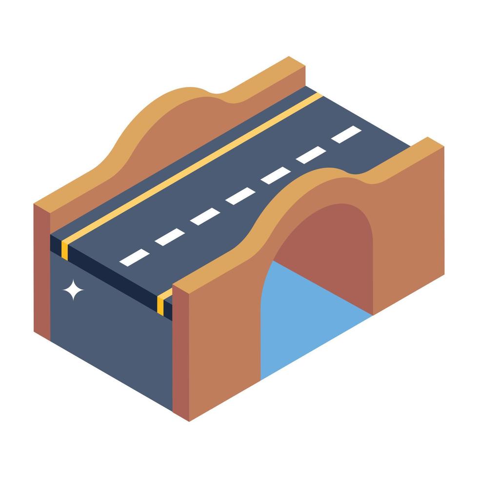 isometric editable icon of bridge vector