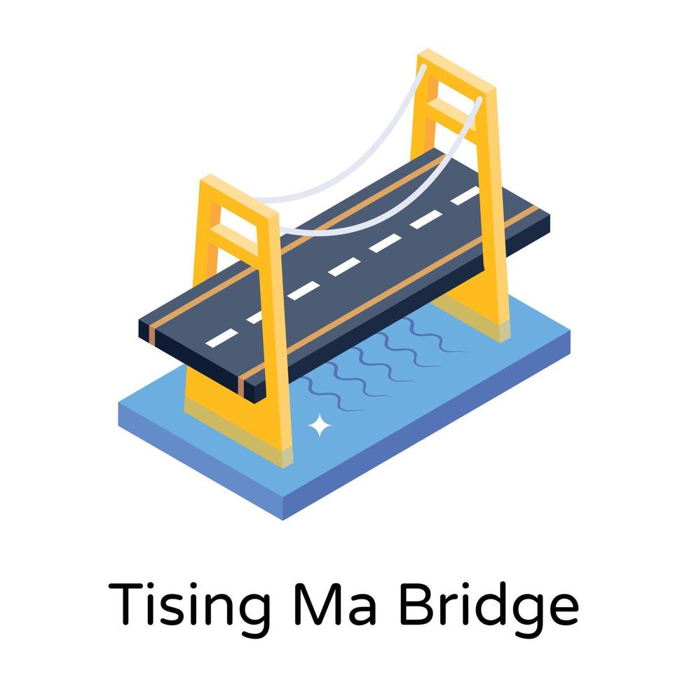 isometric editable icon of bridge vector