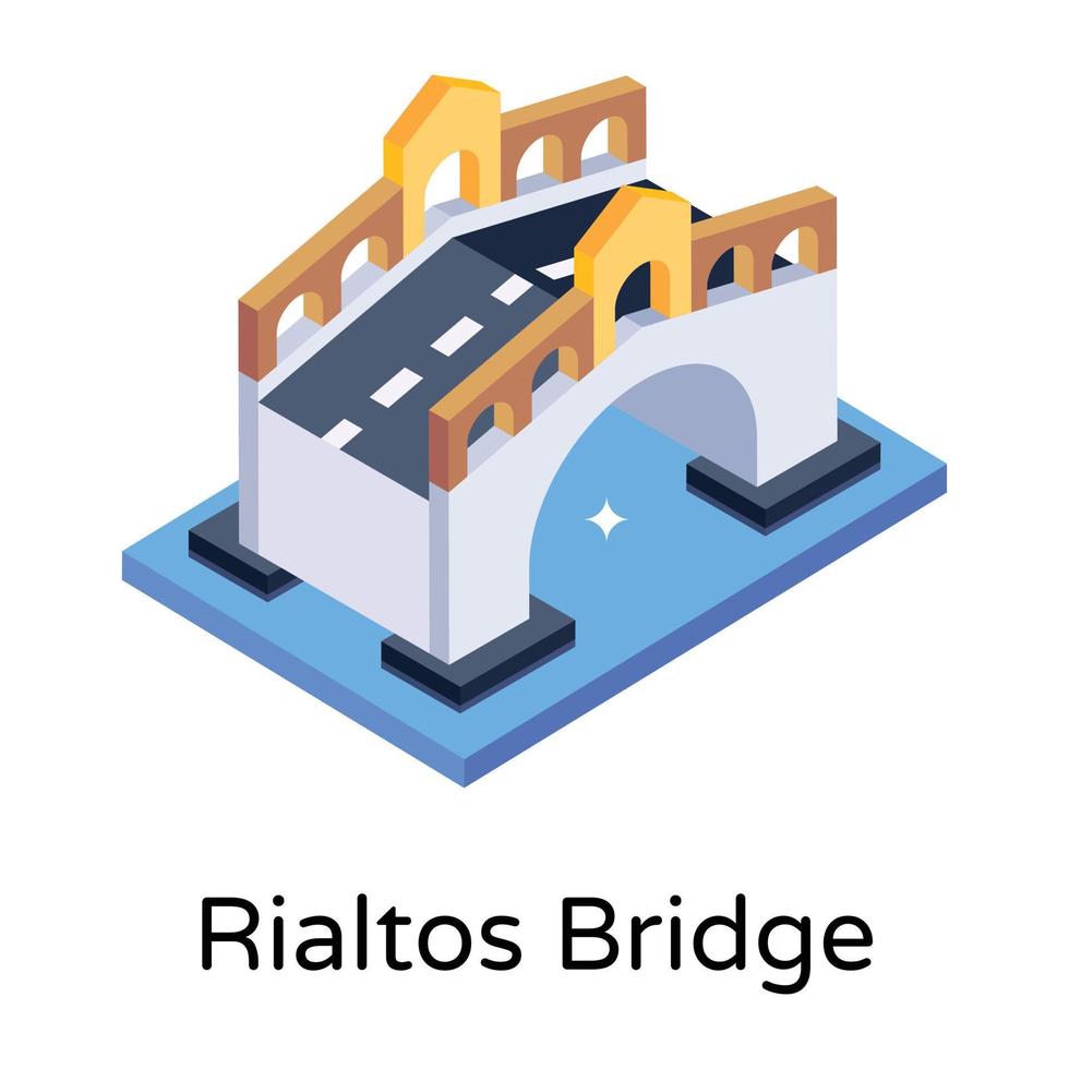 isometric editable icon of bridge vector