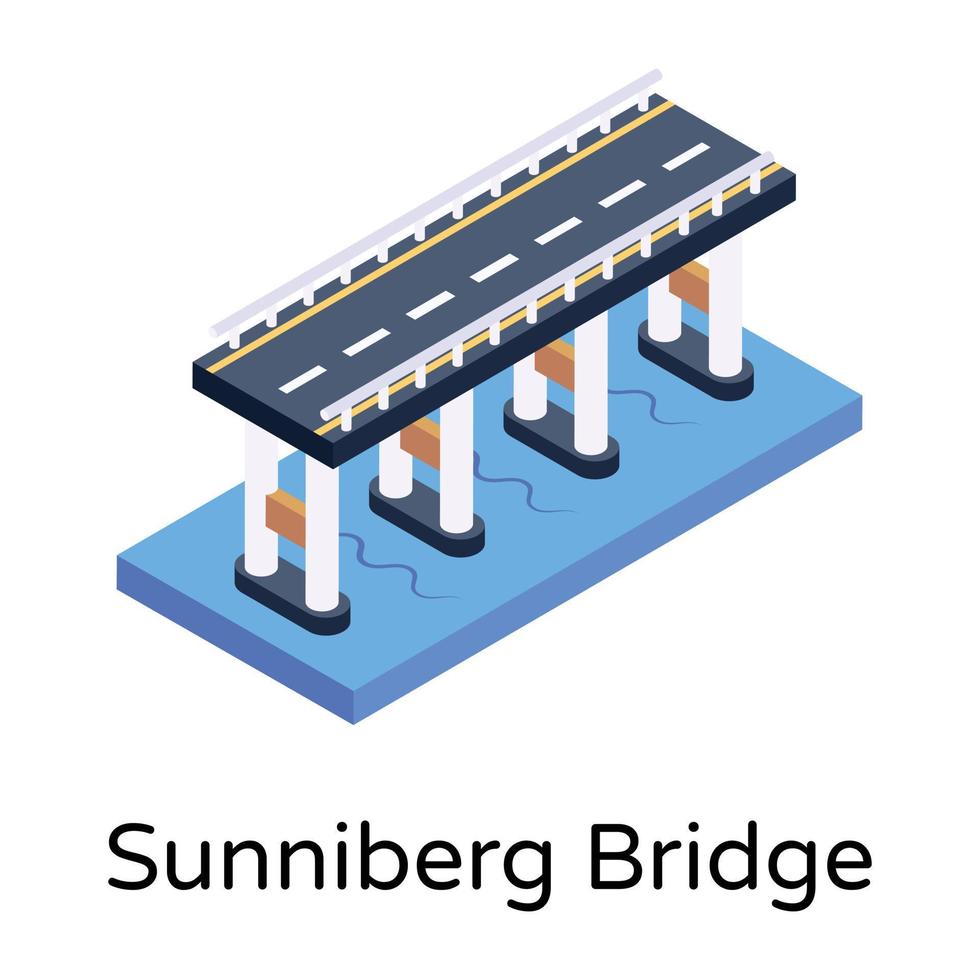 isometric editable icon of bridge vector