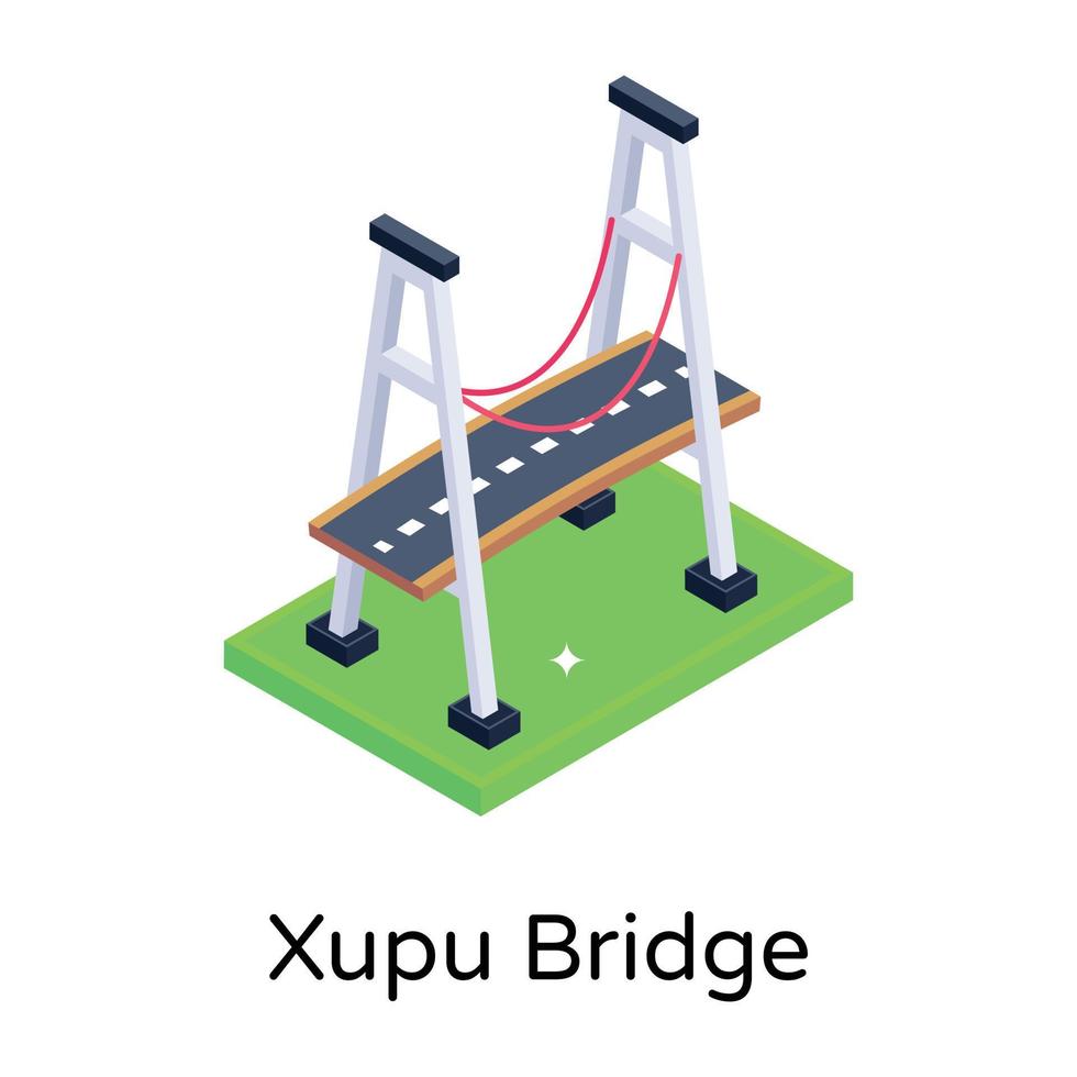 isometric editable icon of bridge vector