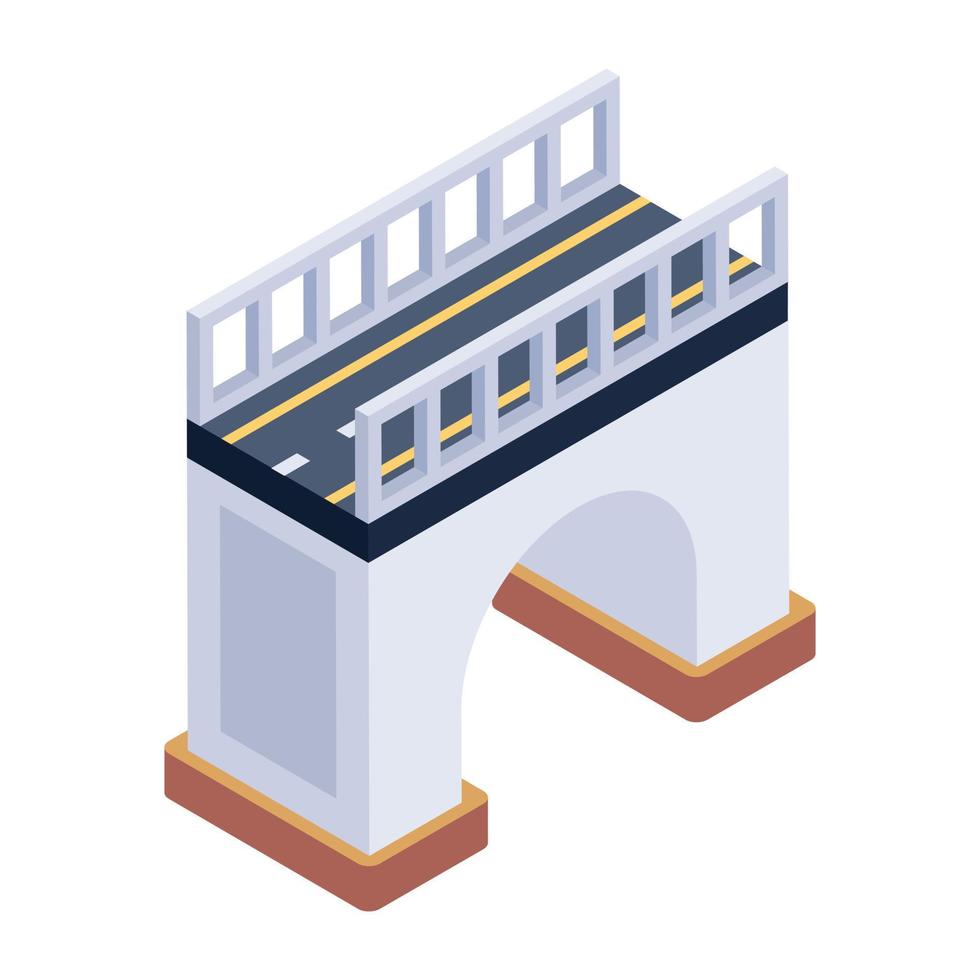 isometric editable icon of bridge vector