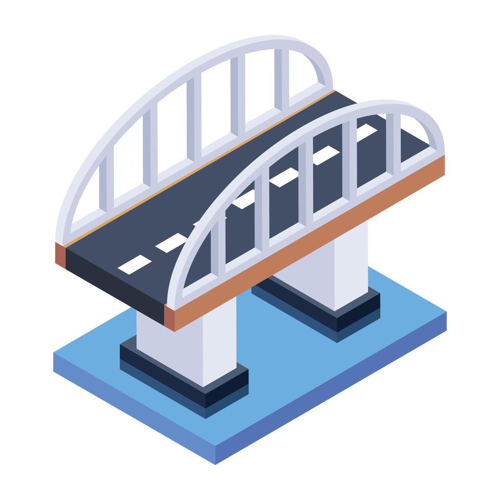 isometric editable icon of bridge vector