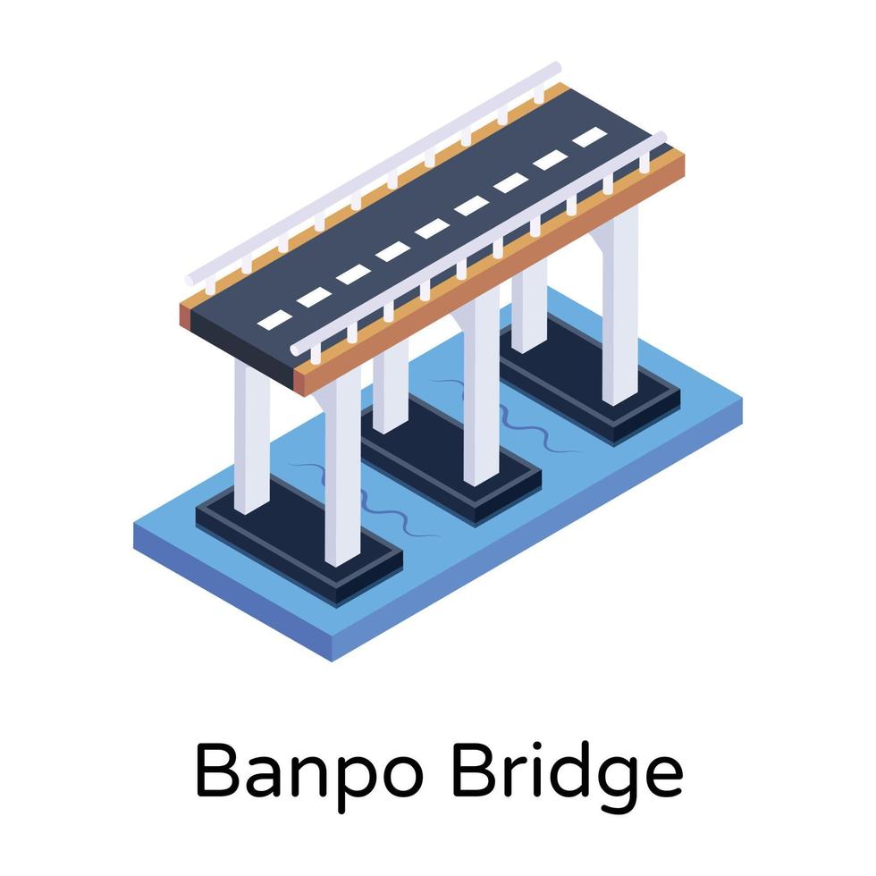 isometric editable icon of bridge vector