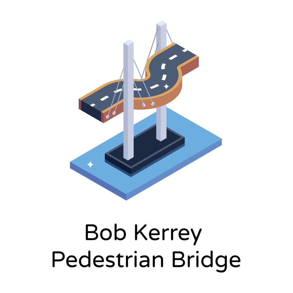 isometric editable icon of bridge vector