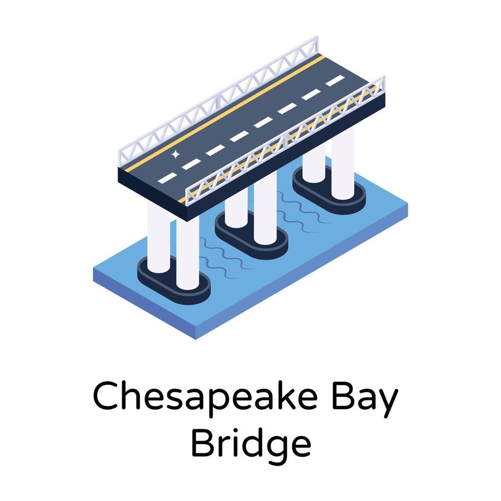 isometric editable icon of bridge vector