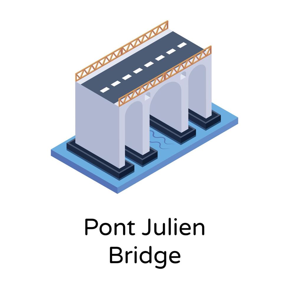 isometric editable icon of bridge vector