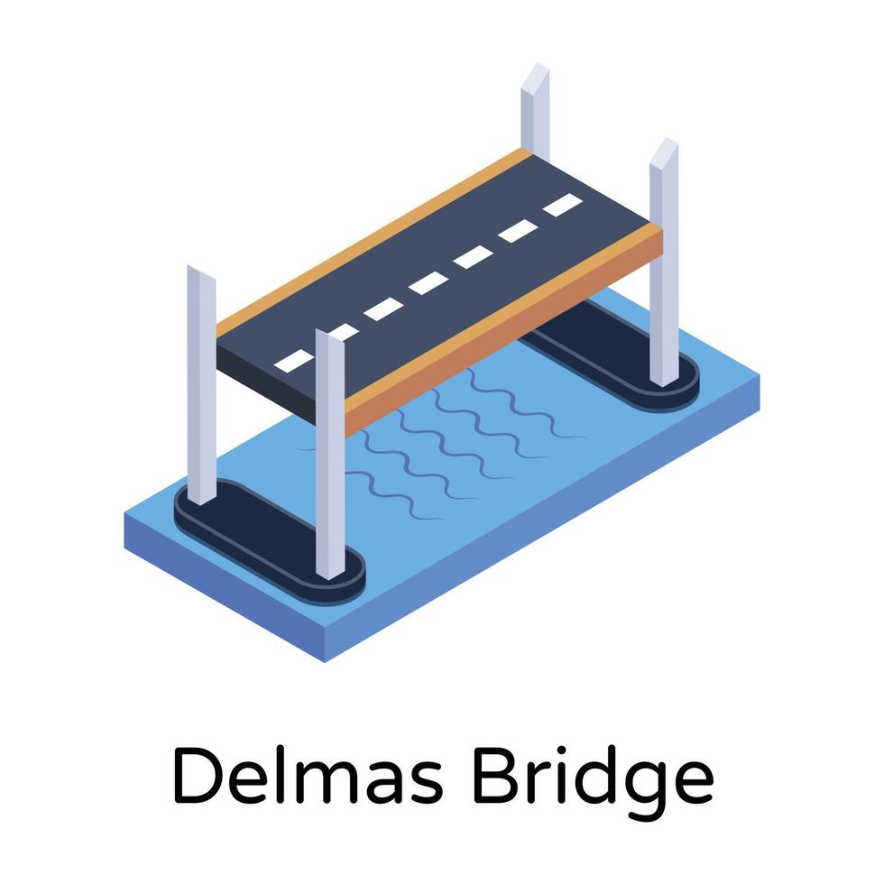 isometric editable icon of bridge vector