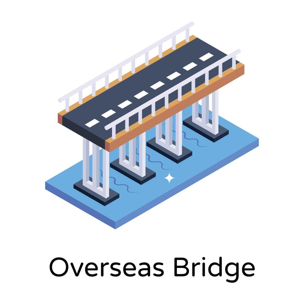 isometric editable icon of bridge vector