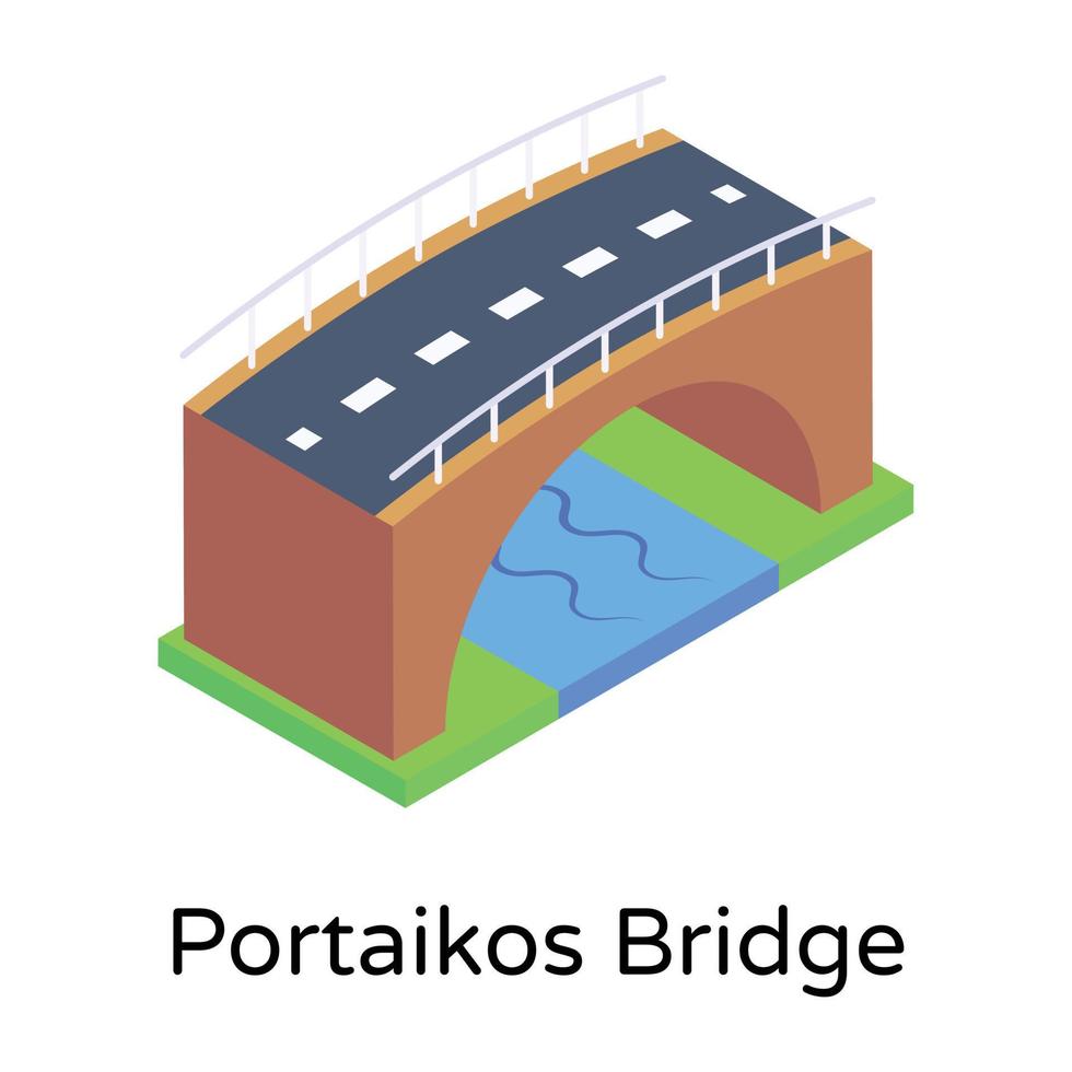 isometric editable icon of bridge vector