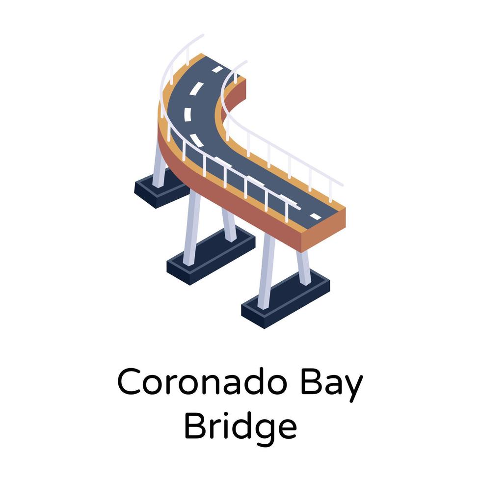 isometric editable icon of bridge vector