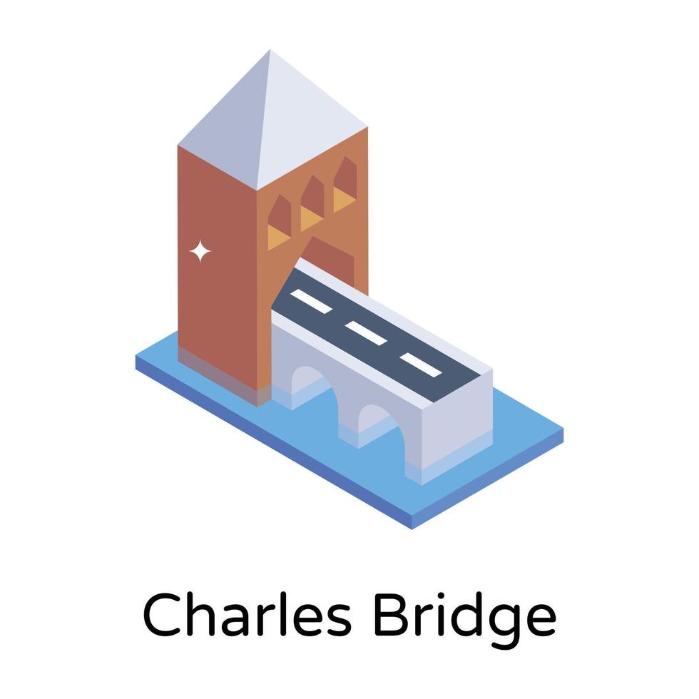 isometric editable icon of bridge vector