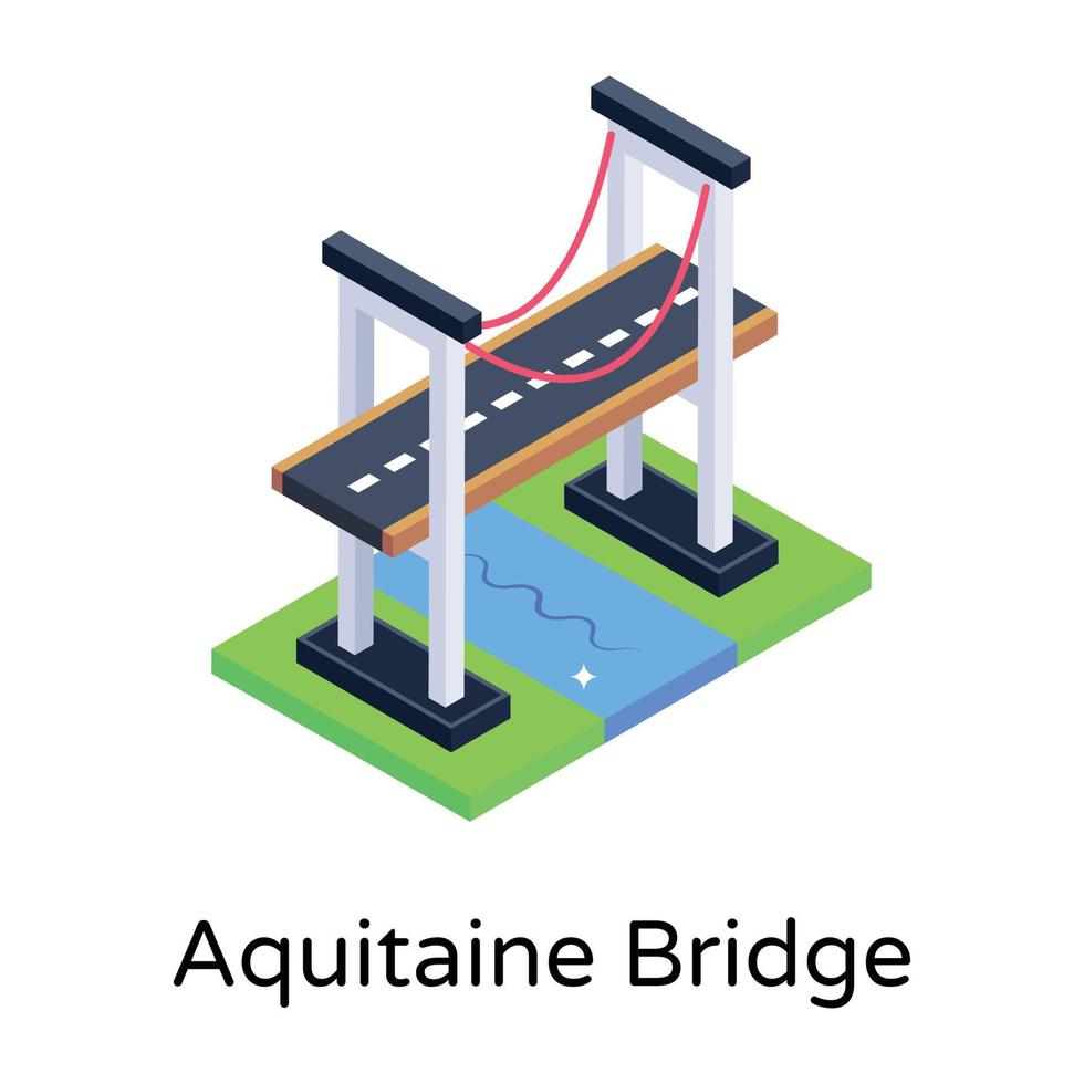 isometric editable icon of bridge vector