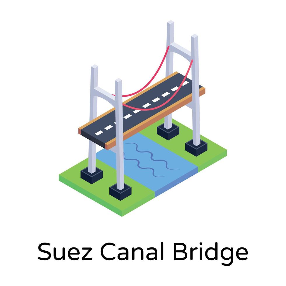 isometric editable icon of bridge vector