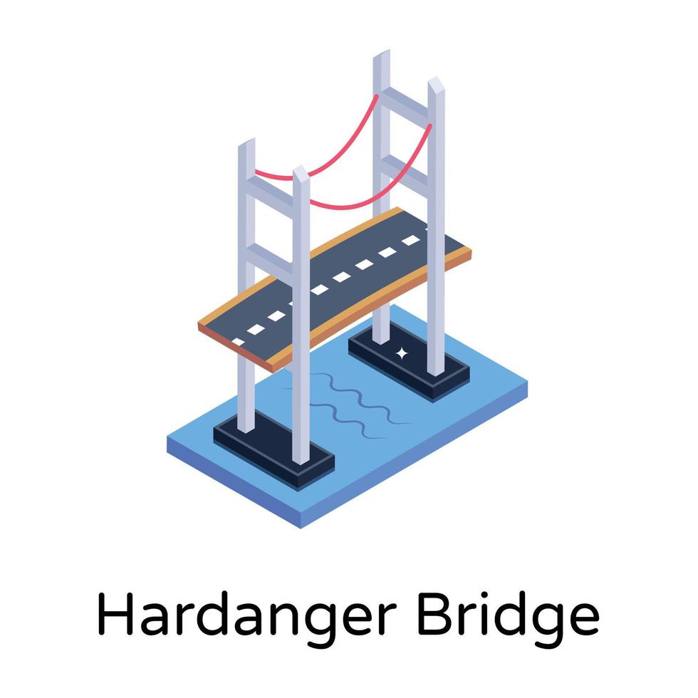 isometric editable icon of bridge vector