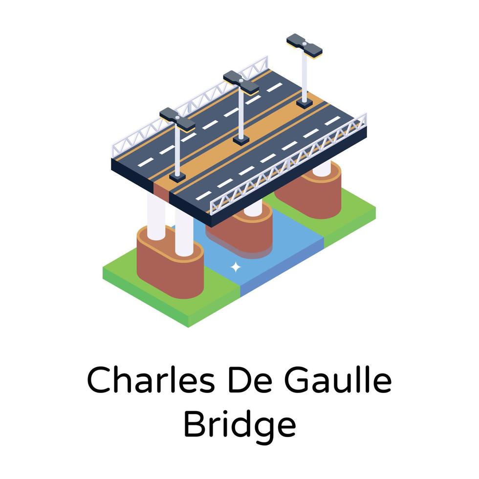 isometric editable icon of bridge vector