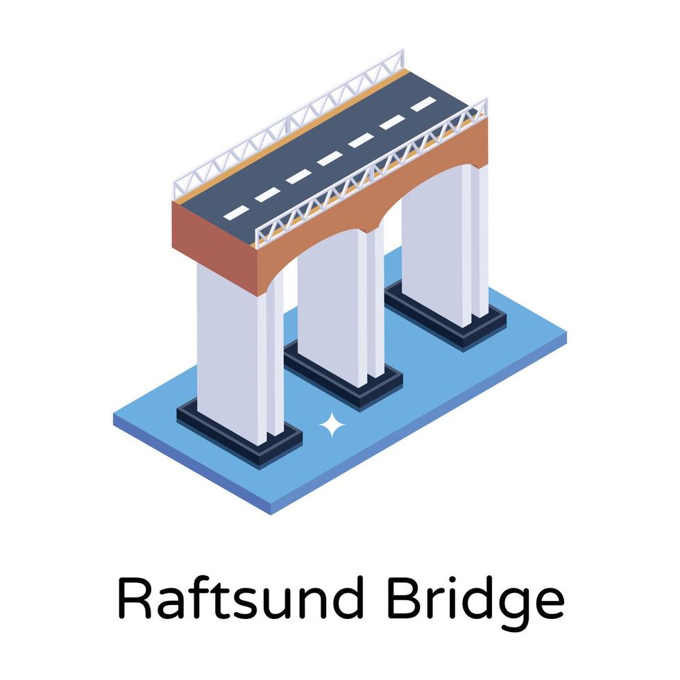 isometric editable icon of bridge vector