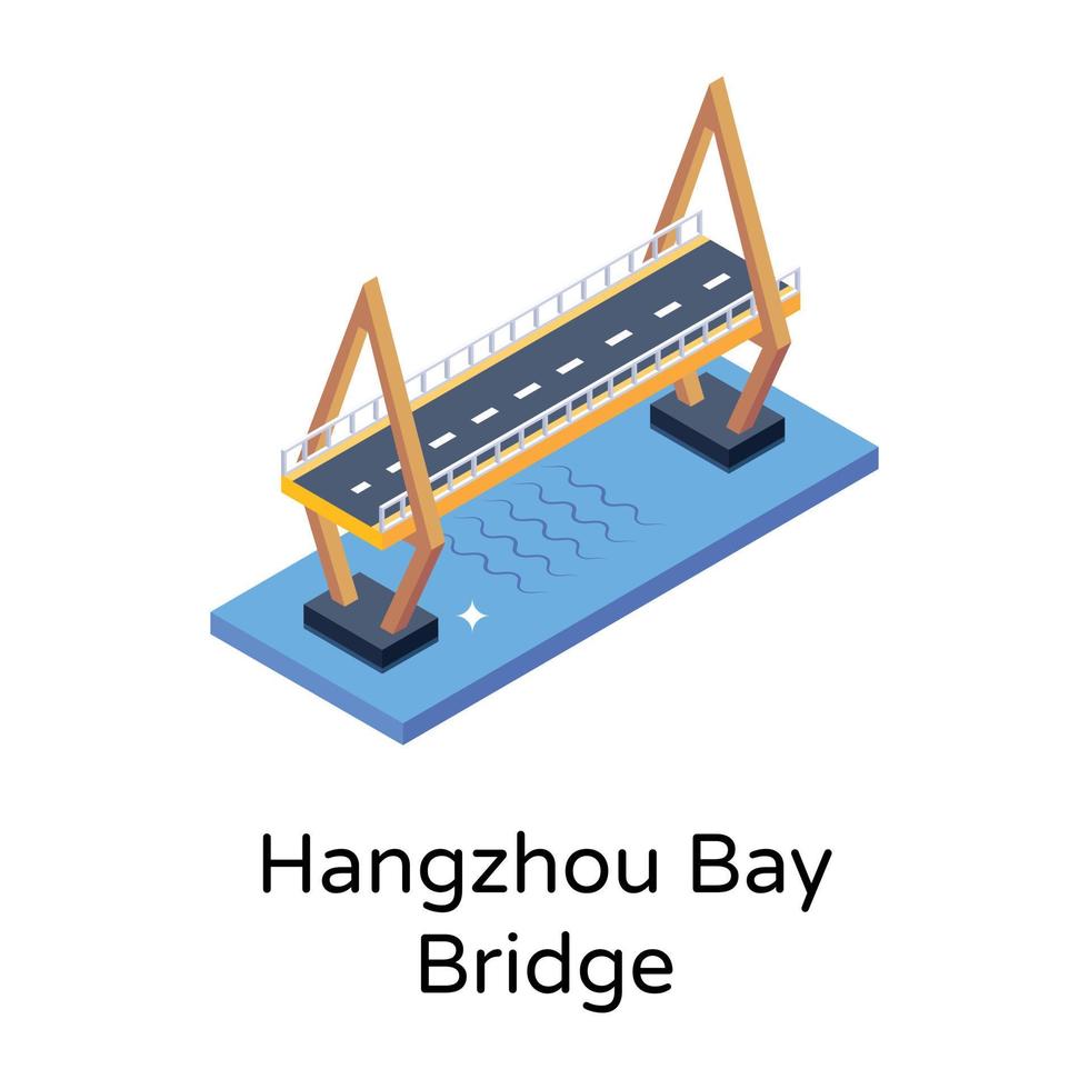 isometric editable icon of bridge vector