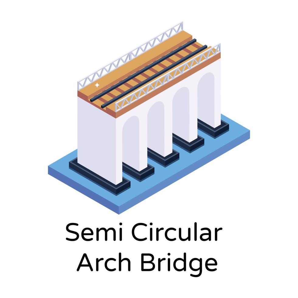 isometric editable icon of bridge vector