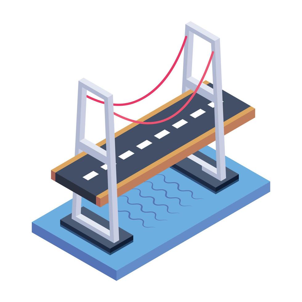 isometric editable icon of bridge vector