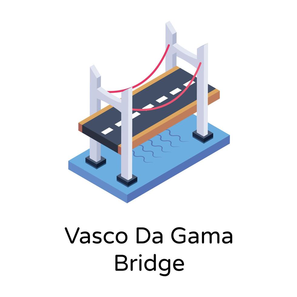 isometric editable icon of bridge vector