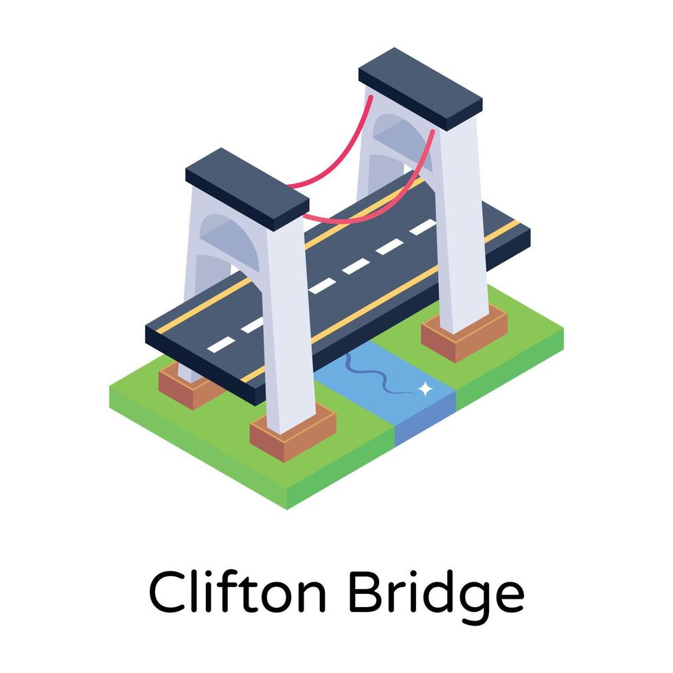 isometric editable icon of bridge vector