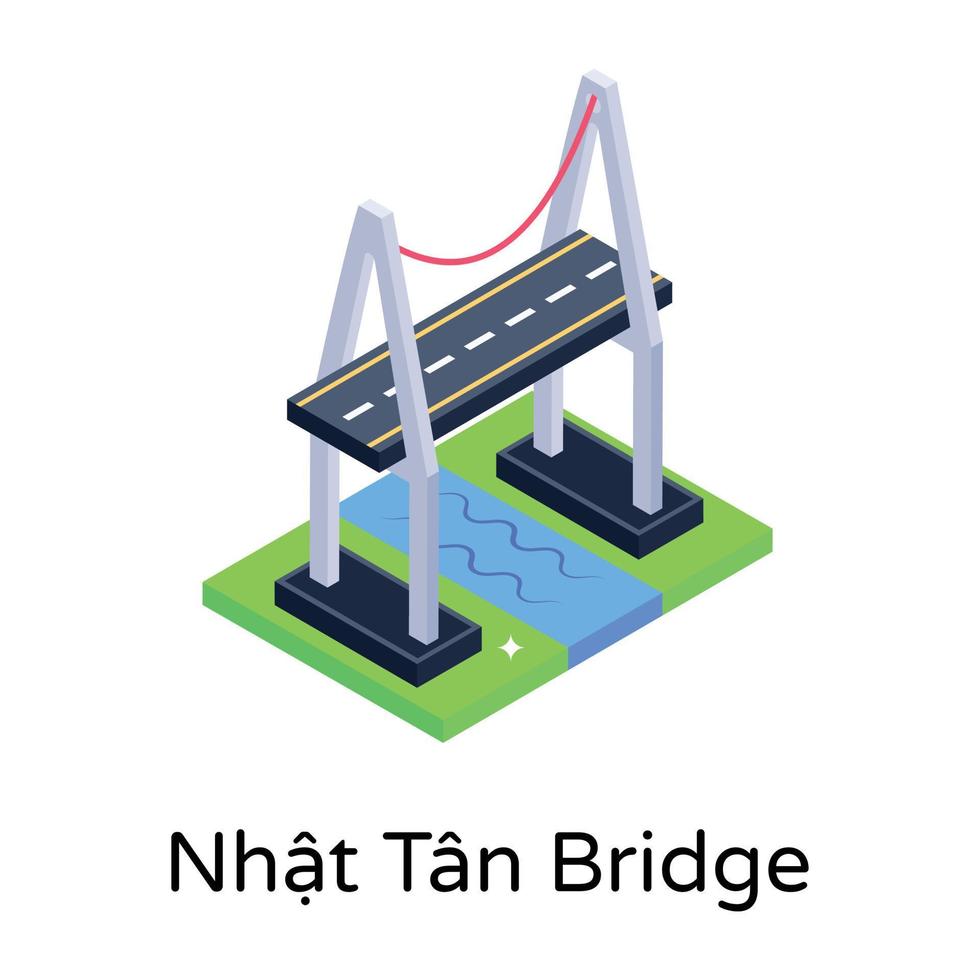 isometric editable icon of bridge vector